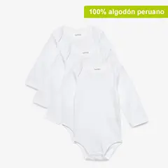 YAMP - Body Bebé Niño Niña Pack X3 Manga Larga Algodón
