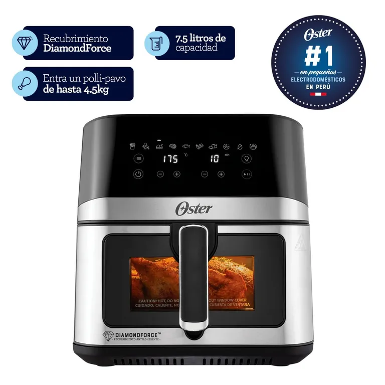 Freidora De Aire Digital 7.5L Ventana Y Luz.