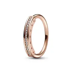 PANDORA - Anillo I-D en pavé Signature Recubrimiento en Oro Rosa Mujer