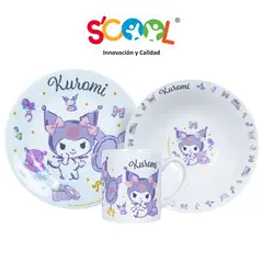 SCOOL - Set Vajilla De Cerámica 3pz Plato, Bolo Y Taza Kuromi