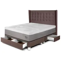 PARAISO - Dormitorio con Cajones Royal Balannze Gold King Chocolate + 2 Almohadas + 1 Protector