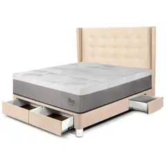 PARAISO - Dormitorio con Cajones Royal Balannze Gold 2 Plz Champagne + 2 Almohadas + 1 Protector
