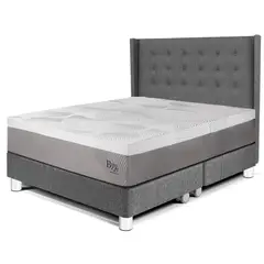 PARAISO - Dormitorio Royal Balannze Gold Queen Gris + 2 Almohadas + 1 Protector