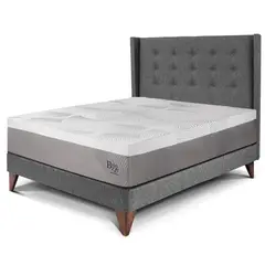 PARAISO - Dormitorio Europeo Royal Balannze Gold 2 Plz Gris + 2 Almohadas + 1 Protector