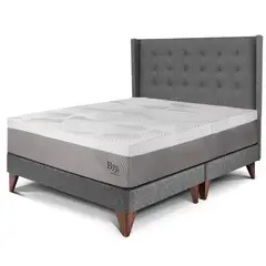 PARAISO - Dormitorio Europeo Royal Balannze Gold Queen Gris + 2 Almohadas + 1 Protector