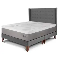 PARAISO - Dormitorio Europeo Royal Balannze Gold King Gris + 2 Almohadas + 1 Protector