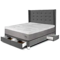PARAISO - Dormitorio con Cajones Royal Balannze Gold 2 Plz Gris + 2 Almohadas + 1 Protector