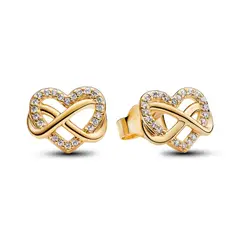 PANDORA - Aretes Botón Corazón Infinito
