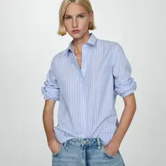 MANGO - Blusa Manga Larga Algodón Mujer