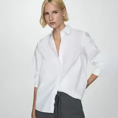 MANGO - Blusa Manga Larga Algodón Mujer