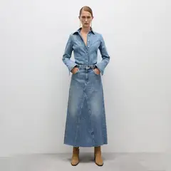 MANGO - Camisa Jean 100% Algodón Mujer
