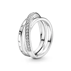 PANDORA - Anillo Banda Triple Logo Circonia