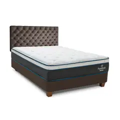 DRIMER - Dormitorio Americano Pure Fresh 2 Plz Marrón + 2 Almohadas + 1 Protector
