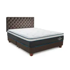 DRIMER - Dormitorio Americano Pure Fresh King Marrón + 2 Almohadas + 1 Protector