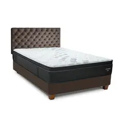 DRIMER - Dormitorio Americano Futurepedic 2 Plz Marrón + 2 Almohadas + 1 Protector