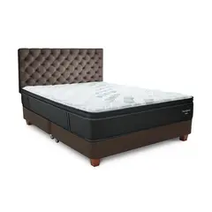 DRIMER - Dormitorio Americano Futurepedic Queen Marrón + 2 Almohadas + 1 Protector