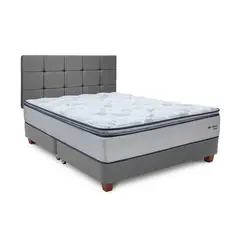 DRIMER - Dormitorio Americano Ozono Queen Plata + 2 Almohadas + 1 Protector