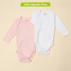 CONIGLIO - Body Bebé Niña Pack X2 Manga Larga Algodón Pima