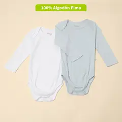 CONIGLIO - Body Bebé Niño Pack X2 Manga Larga Algodón Pima