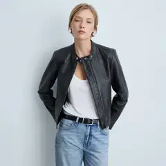 MANGO - Casaca 100% Cuero Mujer