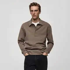 MANGO - Polo Manga Larga Algodón Hombre