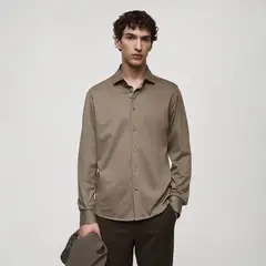 MANGO - Camisa Manga Larga Algodón Hombre