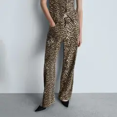 MANGO - Jean Leopardo Straight 100% Algodón Mujer