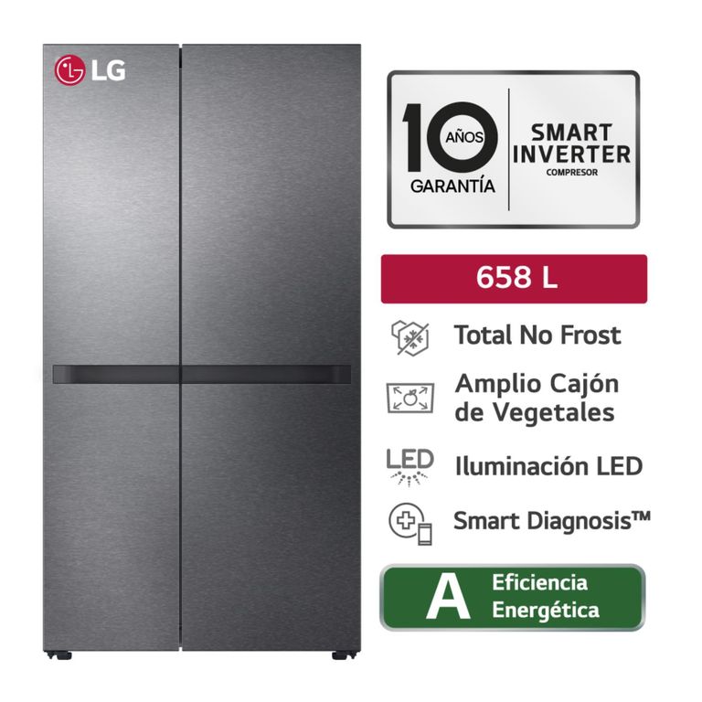 Refrigeradora GS66BPM 658L Total no frost Side By Side Negro Mate