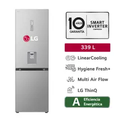 LG - Refrigeradora GB37SPY 339LT Linear Cooling Bottom Freezer Plateado