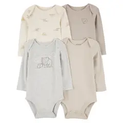 CARTER'S - Body Bebé Unisex Pack X4 Algodón Carters
