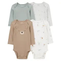 CARTER'S - Body Bebé Niño Niña Pack X4 Algodón Carters
