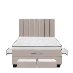DROM - Dormitorio Con Cajones Natten Queen + 2 Almohadas Viscoelásticas + Protector