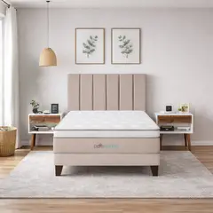DROM - Dormitorio Europeo Natten 2 Plz + 2 Veladores + 2 Almohadas Viscoelásticas + Protector