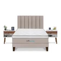 DROM - Dormitorio Europeo Natten Queen + 2 Veladores + 2 Almohadas Viscoelásticas + Protector