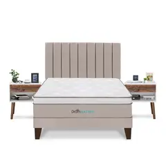 DROM - Dormitorio Europeo Natten King + 2 Veladores + 2 Almohadas Viscoelásticas + Protector