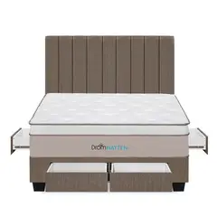 DROM - Dormitorio Con Cajones Natten King + 2 Almohadas Viscoelásticas + Protector