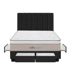 DROM - Dormitorio Con Cajones Natten Queen + 2 Almohadas Viscoelásticas + Protector