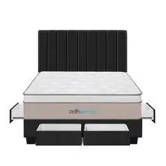 DROM - Dormitorio Con Cajones Natten King + 2 Almohadas Viscoelásticas + Protector