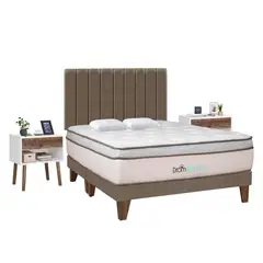 DROM - Dormitorio Europeo Natten King + 2 Veladores + 2 Almohadas Viscoelásticas + Protector