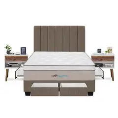 DROM - Dormitorio Con Cajones Natten Queen + 2 Veladores + 2 Almohadas Viscoelásticas + Protector