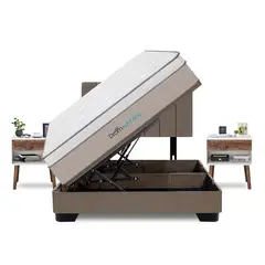 DROM - Dormitorio Boxet Natten Queen + 2 Veladores + 2 Almohadas Viscoelásticas + Protector