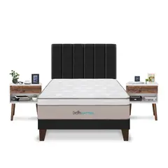 DROM - Dormitorio Europeo Natten 2 Plz + 2 Veladores + 2 Almohadas Viscoelásticas + Protector