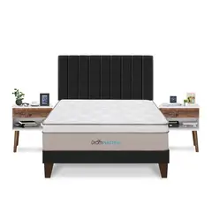 DROM - Dormitorio Europeo Natten King + 2 Veladores + 2 Almohadas Viscoelásticas + Protector