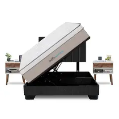 DROM - Dormitorio Boxet Natten Queen + 2 Veladores + 2 Almohadas Viscoelásticas + Protector