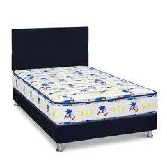 FORLI - Dormitorio Sonic 1.5 Plz Azul + 1 Almohada + Protector