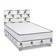 FORLI - Dormitorio Sonic 1.5 Plz Blanco + 1 Almohada + Protector