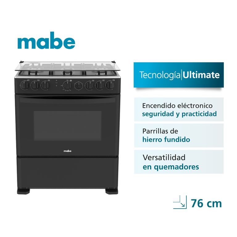 Cocina a Gas 76Cm 6 Hornillas Negro CMP3020FN1