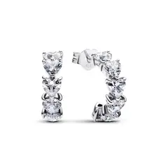 PANDORA - Aretes De Aro Corazones Brillantes