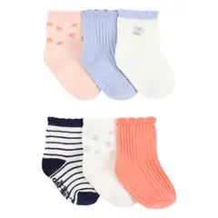 CARTER'S - Medias Bebé Unisex Pack X6 Algodón Carters