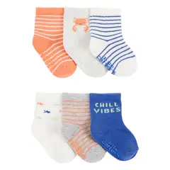 CARTER'S - Medias Bebé Unisex Pack X6 Algodón Carters